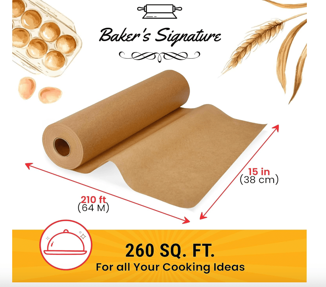 260 Sq.Ft Unbleached Parchment Paper for Baking